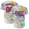 Custom White Crimson-Black 3D Pattern Design Boston Cityscape Stamp Authentic Baseball Jersey