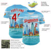 Custom Blue Red-White 3D Pattern Design Philadelphia Cityscape Skyline Authentic Baseball Jersey
