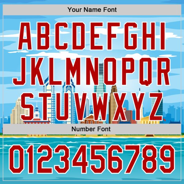 Custom Blue Red-White 3D Pattern Design Philadelphia Cityscape Skyline Authentic Baseball Jersey