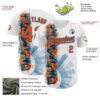 Custom White Orange-Blue 3D Pattern Design Philadelphia Cityscape Skyline Authentic Baseball Jersey