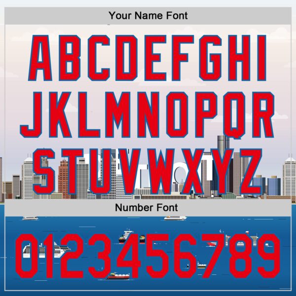 Custom White Fire Red-Blue 3D Pattern Design Detroit Cityscape Skyline Authentic Baseball Jersey