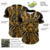 Custom Black Old Gold 3D Pattern Design Detroit Cityscape Steampunk Engine Bull Authentic Baseball Jersey