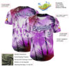 Custom Purple White-Dark Purple 3D Pattern Design Gradient Miami Cityscape Hawaii Tropical Palm Tree Authentic Baseball Jersey