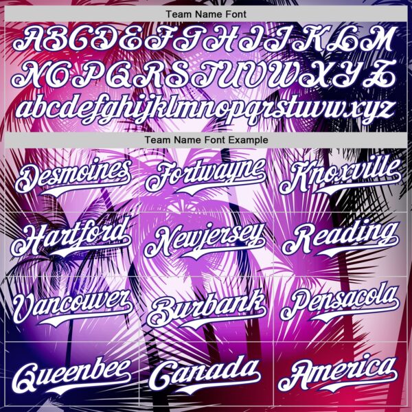 Custom Purple White-Dark Purple 3D Pattern Design Gradient Miami Cityscape Hawaii Tropical Palm Tree Authentic Baseball Jersey
