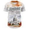 Custom White Cream-Royal 3D Pattern Design Washington Cityscape United States Capitol Authentic Baseball Jersey