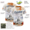Custom White Cream-Royal 3D Pattern Design Washington Cityscape United States Capitol Authentic Baseball Jersey