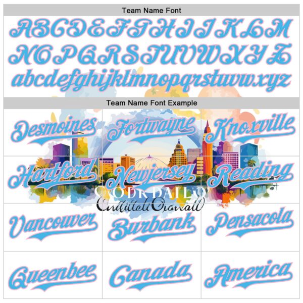 Custom White Sky Blue-Light Pink 3D Pattern Design Orlando Cityscape Skyline Authentic Baseball Jersey