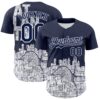 Custom Navy White 3D Pattern Design Atlanta Cityscape Urban Map Authentic Baseball Jersey
