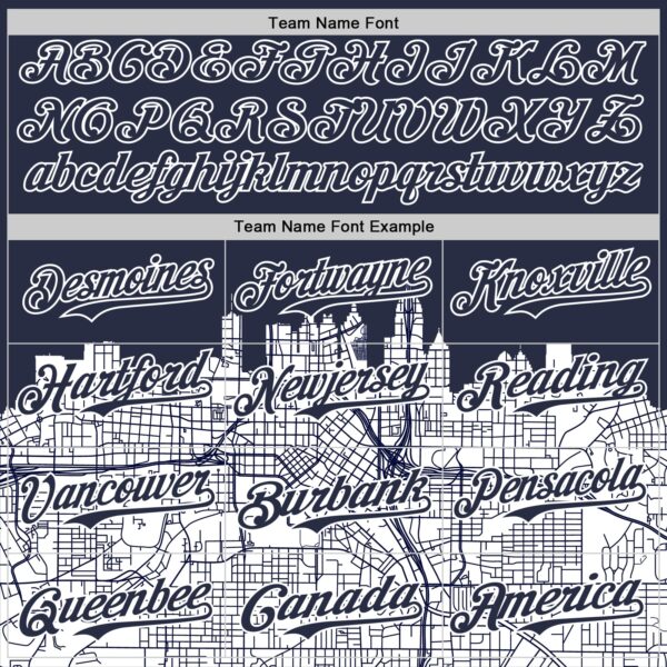 Custom Navy White 3D Pattern Design Atlanta Cityscape Urban Map Authentic Baseball Jersey