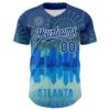 Custom Blue Royal-White 3D Pattern Design Atlanta Cityscape Fireworks Authentic Baseball Jersey