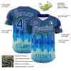 Custom Blue Royal-White 3D Pattern Design Atlanta Cityscape Fireworks Authentic Baseball Jersey