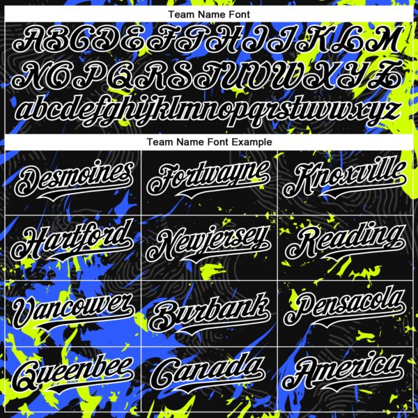 Custom Black Royal Neon Green-White Splash Authentic Baseball Jersey