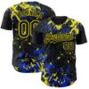 Custom Black Thunder Blue-Light Yellow Splash Authentic Baseball Jersey