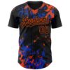Custom Black Thunder Blue-Orange Splash Authentic Baseball Jersey