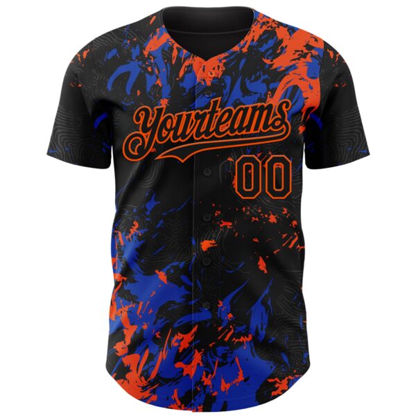 Custom Black Thunder Blue-Orange Splash Authentic Baseball Jersey