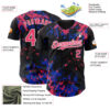Custom Black Neon Pink Thunder Blue-White Splash Authentic Baseball Jersey