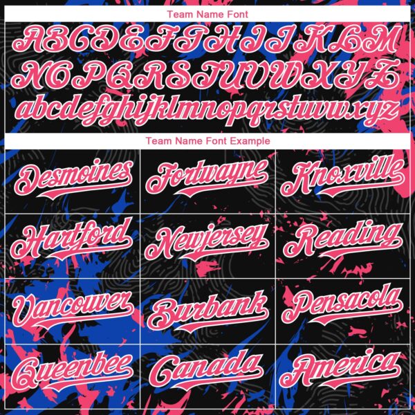 Custom Black Neon Pink Thunder Blue-White Splash Authentic Baseball Jersey