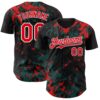 Custom Black Fire Red Midnight Green-White Splash Authentic Baseball Jersey