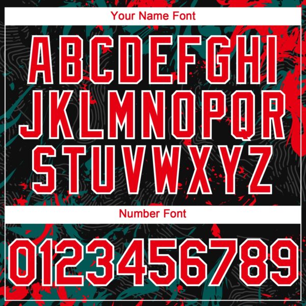 Custom Black Fire Red Midnight Green-White Splash Authentic Baseball Jersey