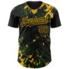 Custom Black Green-Gold Splash Authentic Baseball Jersey