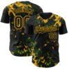 Custom Black Green-Gold Splash Authentic Baseball Jersey