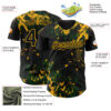 Custom Black Green-Gold Splash Authentic Baseball Jersey