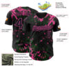 Custom Black Green-Pink Splash Authentic Baseball Jersey
