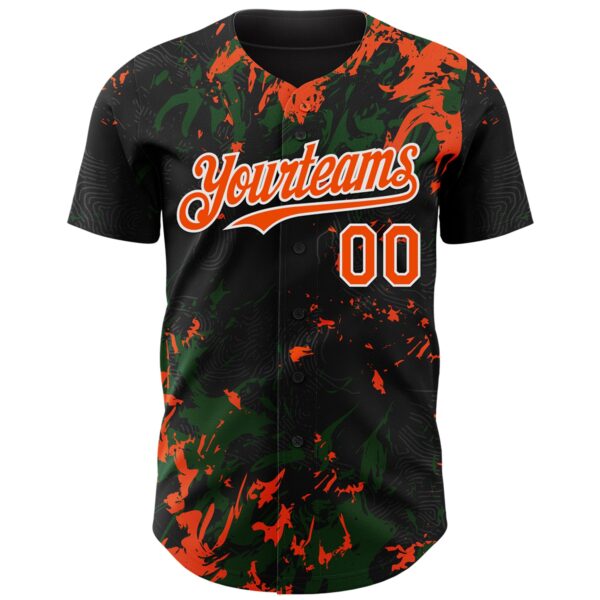 Custom Black Orange Green-White Splash Authentic Baseball Jersey