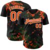 Custom Black Orange Green-White Splash Authentic Baseball Jersey