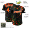 Custom Black Orange Green-White Splash Authentic Baseball Jersey