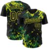 Custom Black Kelly Green-Neon Yellow Splash Authentic Baseball Jersey