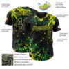 Custom Black Kelly Green-Neon Yellow Splash Authentic Baseball Jersey