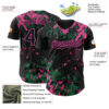Custom Black Kelly Green-Pink Splash Authentic Baseball Jersey