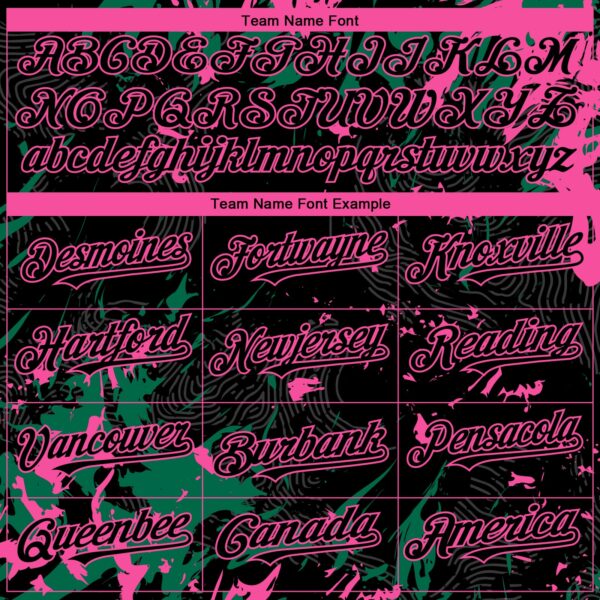 Custom Black Kelly Green-Pink Splash Authentic Baseball Jersey