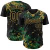 Custom Black Kelly Green-Old Gold Splash Authentic Baseball Jersey