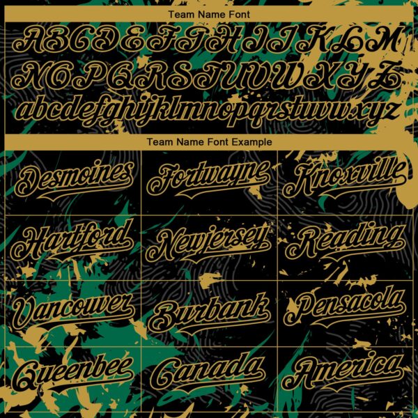 Custom Black Kelly Green-Old Gold Splash Authentic Baseball Jersey