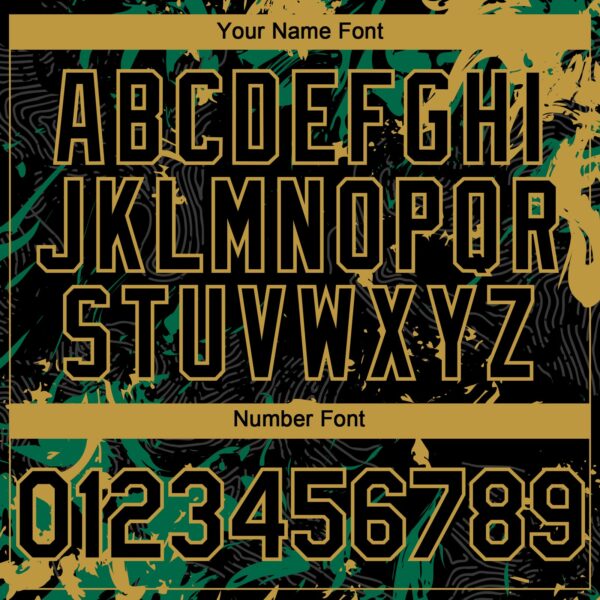 Custom Black Kelly Green-Old Gold Splash Authentic Baseball Jersey