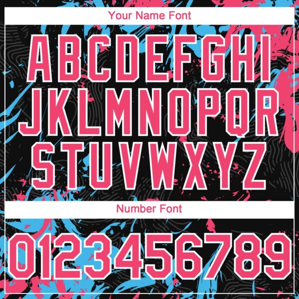 Custom Black Neon Pink Sky Blue-White Splash Authentic Baseball Jersey