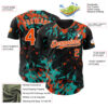 Custom Black Orange Aqua-White Splash Authentic Baseball Jersey