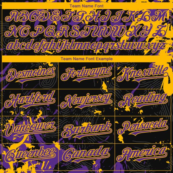 Custom Black Purple-Gold Splash Authentic Baseball Jersey