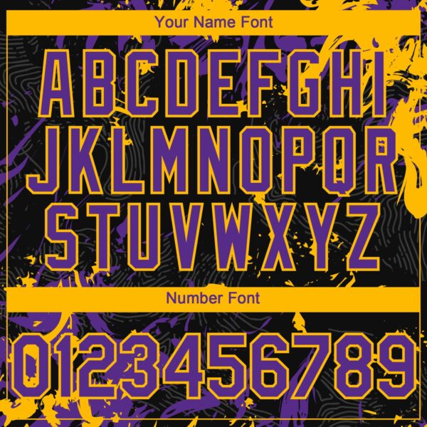 Custom Black Purple-Gold Splash Authentic Baseball Jersey