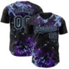 Custom Black Purple-Light Blue Splash Authentic Baseball Jersey