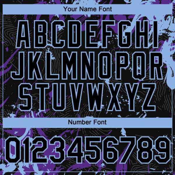 Custom Black Purple-Light Blue Splash Authentic Baseball Jersey