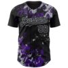 Custom Black Purple-Gray Splash Authentic Baseball Jersey