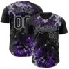 Custom Black Purple-Gray Splash Authentic Baseball Jersey