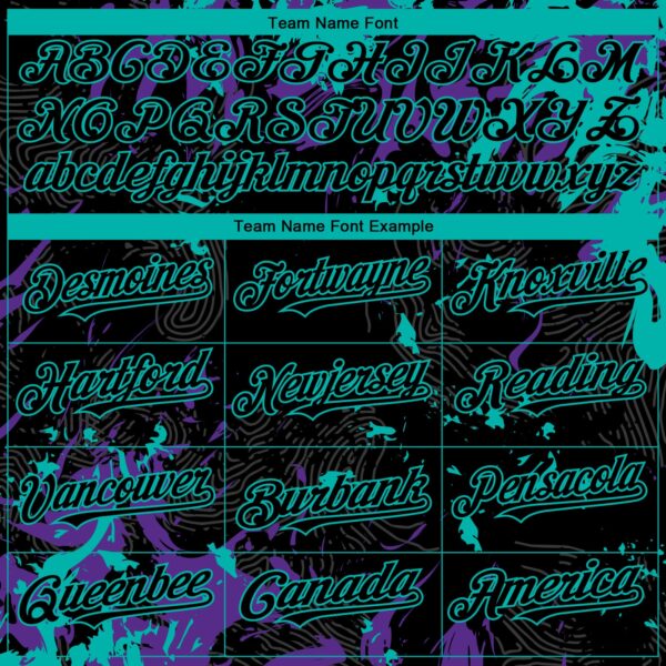 Custom Black Purple-Aqua Splash Authentic Baseball Jersey