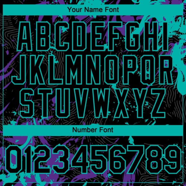 Custom Black Purple-Aqua Splash Authentic Baseball Jersey