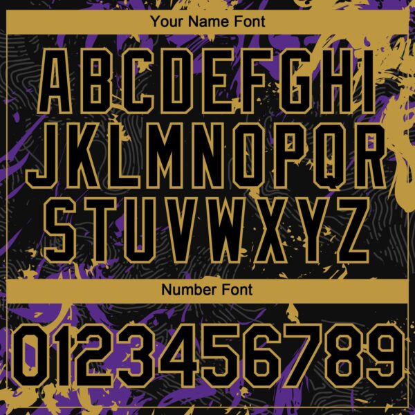 Custom Black Purple-Old Gold Splash Authentic Baseball Jersey