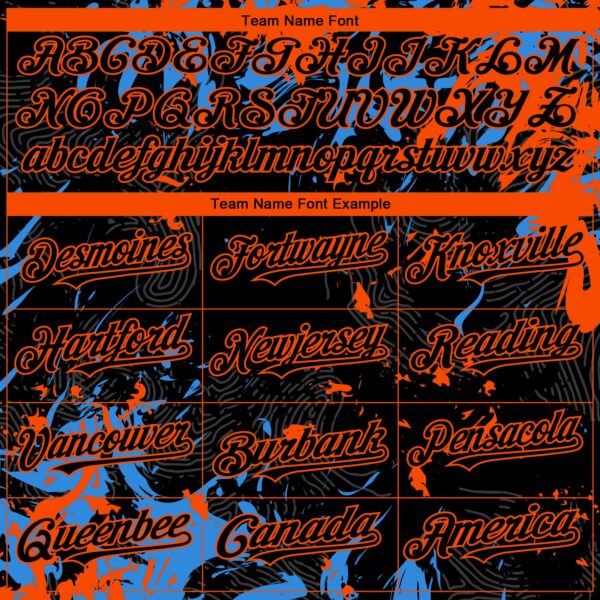 Custom Black Electric Blue-Orange Splash Authentic Baseball Jersey