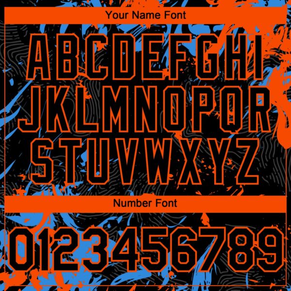 Custom Black Electric Blue-Orange Splash Authentic Baseball Jersey